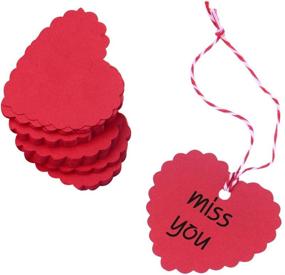 img 1 attached to Zealor 150 штук красные крафтовые бумажные ярлыки в форме сердца с ниткой для Дня матери, Дня Святого Валентина, свадебных вечеринок
