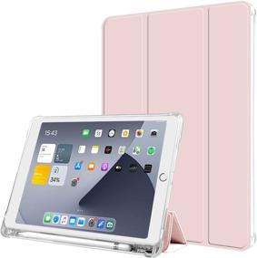 img 4 attached to 📱 Aoub Baby Pink iPad 6th/5th Gen Slim Smart Case with Pencil Holder - Shockproof & Translucent TPU Cover