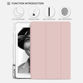 img 2 attached to 📱 Aoub Baby Pink iPad 6th/5th Gen Slim Smart Case with Pencil Holder - Shockproof & Translucent TPU Cover