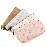 🌸 countryside floral cosmetic makeup bag: cute canvas zipper pencil pen cases & multi-functional coin purse set (4 pcs) logo