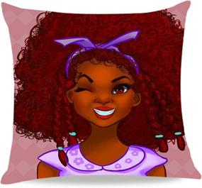 img 2 attached to African American Girls Pillow Set - Watercolor Throw Pillow with Exploding Hair Bowknot Design, Cushion for Living Room, Bedroom, or Outdoor Sofa - 18×18 Inch - 4 Piece Set