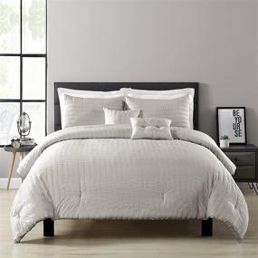 img 4 attached to 🛏️ Lush Décor Farmhouse Seersucker Full/Queen Comforter Set (Light Gray) - 5-Piece Collection for Enhanced SEO