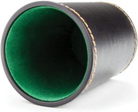 img 3 attached to 🎲 Brybelly Black/Green 4" x 3" x 3" Felt-Lined Synthetic Leather Dice Cup