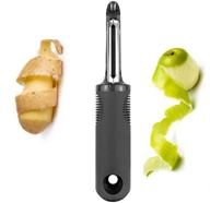 🔪 high-quality vegetable peeler with swivel sharp blade and stainless steel, ideal for peeling potatoes, apples, fruits, carrots, and vegetables. ergonomic non-slip handle, dishwasher safe - enhance your kitchen experience! logo