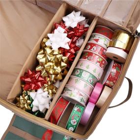 img 1 attached to 🎁 Sattiyrch Gift Wrapping Paper Storage Containers: 600D Oxford Fabric Christmas Ribbon Gift Bag Bows Storage Box - Keep up to 20 Rolls Organized (Green)