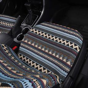 img 1 attached to 🌈 SHAKAR Boho Seat Covers Full Set, Breathable Baja Blanket Cloth, Universal Size, Blue - Sweat-Absorbent (boxi5)