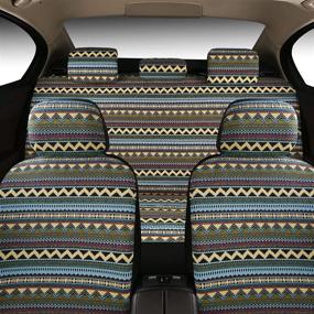 img 2 attached to 🌈 SHAKAR Boho Seat Covers Full Set, Breathable Baja Blanket Cloth, Universal Size, Blue - Sweat-Absorbent (boxi5)