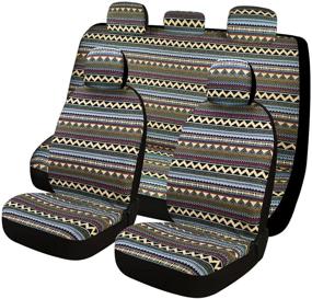 img 4 attached to 🌈 SHAKAR Boho Seat Covers Full Set, Breathable Baja Blanket Cloth, Universal Size, Blue - Sweat-Absorbent (boxi5)