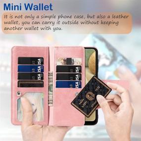 img 2 attached to 🌟 FANUBA Galaxy A12 Wallet Phone Case, Soft PU Leather Magnetic Buttons Wrist Strap Card Holders Shockproof Kickstand Protective [Flip Folio Cover] for Samsung Galaxy A12 - Rose Gold