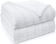 🛋️ luxury throw blanket - the original sherpa company 65x50 size, reversible super soft faux fur underside, warm, blankets, wrinkle resistant washable throws for home, bedroom in white logo