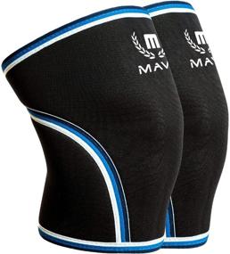 img 4 attached to 7mm Neoprene Knee Compression Sleeves for Cross Training WOD, Squats, Gym Workout, Powerlifting, Weightlifting - Ideal for Men & Women - MAVA SPORTS