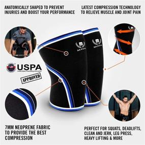 img 3 attached to 7mm Neoprene Knee Compression Sleeves for Cross Training WOD, Squats, Gym Workout, Powerlifting, Weightlifting - Ideal for Men & Women - MAVA SPORTS