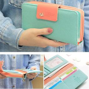 img 1 attached to Wallet-NEWANIMA Women Lady Multi-Card Two Fold Long Zipper Clutch Purse Handbag With Keychain (Skyblue)