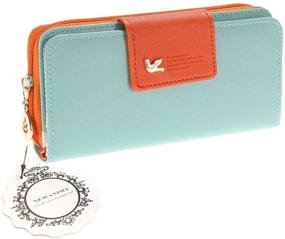 img 3 attached to Wallet-NEWANIMA Women Lady Multi-Card Two Fold Long Zipper Clutch Purse Handbag With Keychain (Skyblue)