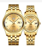 couple watches golden stainless waterproof women's watches logo