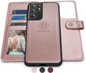 img 4 attached to 📱 Shields Up Galaxy S21 Ultra Wallet Case - Detachable Magnetic Wallet, Slim, Durable with Card Slots & Wrist Strap - Vegan Leather - Rose Gold - Shockproof Cover for Samsung Galaxy S21 Ultra 5G