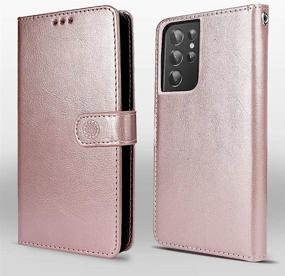 img 2 attached to 📱 Shields Up Galaxy S21 Ultra Wallet Case - Detachable Magnetic Wallet, Slim, Durable with Card Slots & Wrist Strap - Vegan Leather - Rose Gold - Shockproof Cover for Samsung Galaxy S21 Ultra 5G