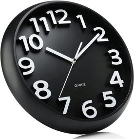 img 1 attached to ⏰ Plumeet 13'' Large Wall Clock - Silent Non-Ticking Modern Quartz Timepiece - Ideal for Home & Office Decor - Battery Operated (Black)