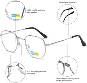 img 2 attached to 👓 2 Pack Small Blue Light Blocking Glasses Metal for Women - Retro Round/Square Frame Anti UV Computer Gaming Glasses