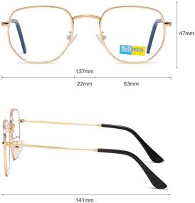 img 3 attached to 👓 2 Pack Small Blue Light Blocking Glasses Metal for Women - Retro Round/Square Frame Anti UV Computer Gaming Glasses