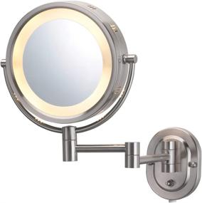 img 4 attached to Enhanced Jerdon HL65N 8-Inch Lighted Wall Mount Makeup Mirror with 5x Magnification, Sleek Nickel Finish