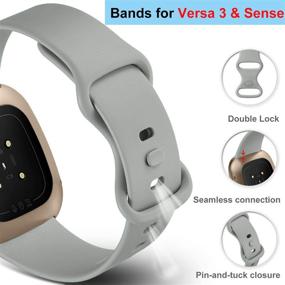 img 2 attached to 👌 Высококачественные браслеты Getino - Совместимые с Fitbit Sense/Versa 3, Стиральные и Прочные, Регулируемый силиконовый спортивный ремешок для женщин/мужчин - Маленький Черный/Темно-синий/Сливовый/Серый