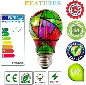 img 2 attached to 🌈 Vibrant Stained Glass LED Light Bulb - Illuminate your Home, Party, Recreation Room, Balcony & Garden with A60 LED Bulbs!