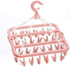 img 4 attached to 🌸 SteelFever Foldable Clip and Drip Hanger: Hanging Drying Rack (Light Pink) - 32 Clips for Efficient Air Drying