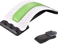 🔥 emoly back stretcher - effective lower and upper back pain relief, lumbar stretching tool, posture corrector - support for office chair, upper back pain relief and stretcher (white/green) логотип