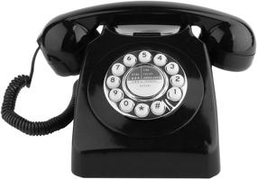 img 4 attached to 📞 Vintage Retro Landline Telephone - Classic Rotary Design, Old Fashioned Corded Desk Phone with Metal Bell - Ideal for Home and Office Decor - Black