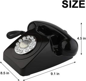 img 2 attached to 📞 Vintage Retro Landline Telephone - Classic Rotary Design, Old Fashioned Corded Desk Phone with Metal Bell - Ideal for Home and Office Decor - Black