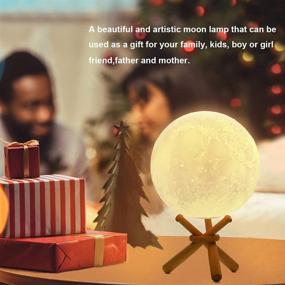 img 3 attached to 🌙 KHFSKN Moon Lamp: 5.9 Inch 16-Color Moon Night Light with Wood Stand - Perfect Birthday Gifts for Girls Ages 3-16+