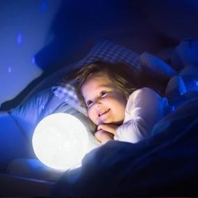 img 1 attached to 🌙 KHFSKN Moon Lamp: 5.9 Inch 16-Color Moon Night Light with Wood Stand - Perfect Birthday Gifts for Girls Ages 3-16+