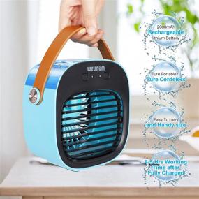 img 2 attached to 🆒 Stay Cool Anywhere: Portable Air Conditioner with Icebox and Handle – 3 Speeds for Office, Dorms, and Outdoors (Blue)