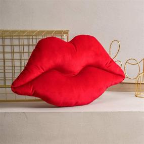 img 3 attached to 👄 Подушка Ashler 3D Lips - гладкий мягкий бархатный вкладыш в комплекте, подушка для дивана, кровати и гостиной - новый красный - 20 x 11 дюймов