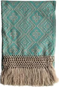 img 2 attached to 🧣 Turquoise Rebozo Shawl for Women - Authentic Mexican Handmade Scarf, Wraps & Accessories