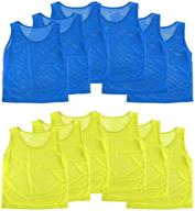 👕 nylon mesh scrimmage team practice vests pinnies jerseys for kids youth sports - basketball, soccer, football, volleyball (pack of 12) логотип