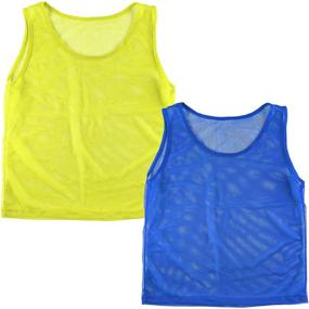 img 3 attached to 👕 Nylon Mesh Scrimmage Team Practice Vests Pinnies Jerseys for Kids Youth Sports - Basketball, Soccer, Football, Volleyball (Pack of 12)