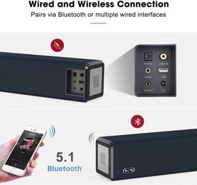 img 1 attached to Bestisan Soundbar with Built-in Subwoofer, 2.1 Channel 100Watt Bluetooth 5.1 Surround Sound Systems (32 Inches, DSP, Touch Remote Control, Adjustable Bass)