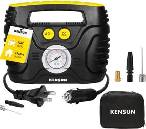 img 4 attached to Kensun Portable Air Compressor Pump: Efficient 12V DC & 110V AC Inflator for Car, Bike, Motorcycle, Basketball & More - Swift Performance and Analog Pressure Gauge (AC/DC)