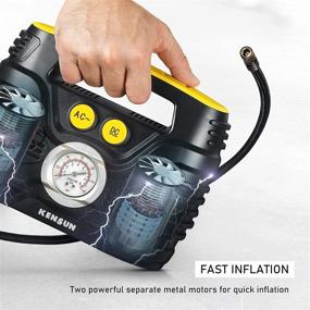 img 3 attached to Kensun Portable Air Compressor Pump: Efficient 12V DC & 110V AC Inflator for Car, Bike, Motorcycle, Basketball & More - Swift Performance and Analog Pressure Gauge (AC/DC)
