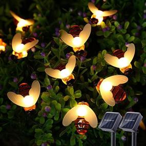 img 4 attached to 🐝 Joomer Solar String Lights Outdoor: 2PACK Honeybees Solar Garden Lights, 30LED 8 Modes Waterproof Fairy Lights for Patio Lawn Garden Decorations, Warm White