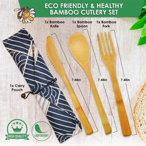 img 1 attached to 🐝 Bamboo Utensil Set Bonus - Beeswax Food Wraps (3PCS) with Jojoba Oil - Sustainable & Reusable Nature Beeswax Wrap for Up to a Year - No Synthetic Wax or Chemicals