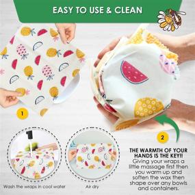 img 3 attached to 🐝 Bamboo Utensil Set Bonus - Beeswax Food Wraps (3PCS) with Jojoba Oil - Sustainable & Reusable Nature Beeswax Wrap for Up to a Year - No Synthetic Wax or Chemicals