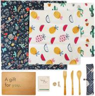 🐝 bamboo utensil set bonus - beeswax food wraps (3pcs) with jojoba oil - sustainable & reusable nature beeswax wrap for up to a year - no synthetic wax or chemicals logo