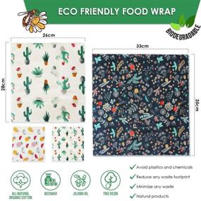 img 2 attached to 🐝 Bamboo Utensil Set Bonus - Beeswax Food Wraps (3PCS) with Jojoba Oil - Sustainable & Reusable Nature Beeswax Wrap for Up to a Year - No Synthetic Wax or Chemicals