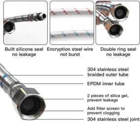img 1 attached to 🚰 BWE 24-Inch Long Faucet Connector: Premium Stainless Steel Hose, 3/8" Female Compression Thread x M10 Male Connector, 2 Pcs (1 Pair)