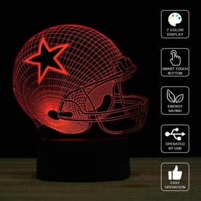 img 1 attached to 🏈 Optimized 3D LED Night Light for Home Decor or Holiday Gifts - Baseball Helmet Design with 7 Colors Gradual Changing, Touch Switch and USB Table Lamp