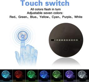 img 2 attached to 🏈 Optimized 3D LED Night Light for Home Decor or Holiday Gifts - Baseball Helmet Design with 7 Colors Gradual Changing, Touch Switch and USB Table Lamp