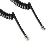 ecore cables 25ft black coiled telephone handset cord 🔌 with 1.5 inch flat leader - long length and high-quality logo